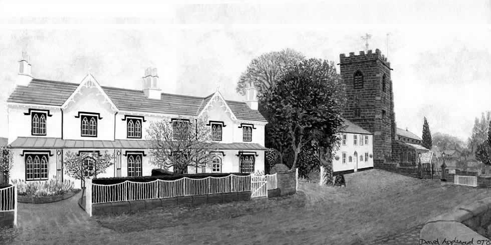 CHURCH COTTAGES, GRAPPENHALL painted by DAVID APPLEYARD