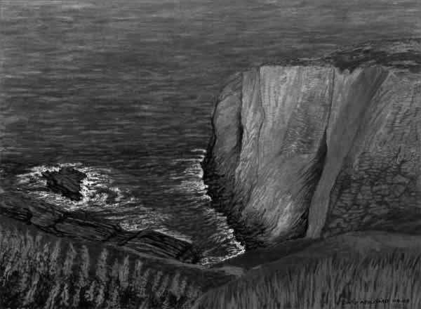 CLIFF TOPS ANGLESEY painted by DAVID APPLEYARD