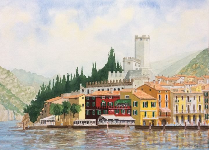 MALCESINE, LAKE GARDA, ITALY painted by DAVID APPLEYARD