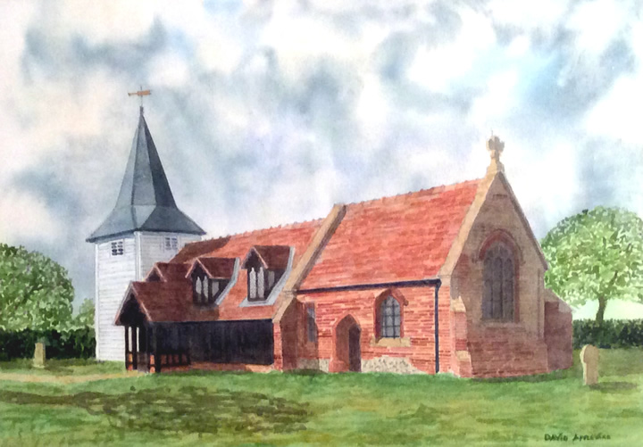 GREENSTEAD CHURCH, CHIPPING ONGAR, ESSEX painted by DAVID APPLEYARD