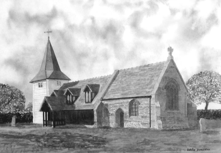 GREENSTED CHURCH, CHIPPING ONGAR painted by DAVID APPLEYARD