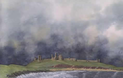 RISING STORM DUNSTANBURGH, NORTHUMBERLAND painted by DAVID APPLEYARD