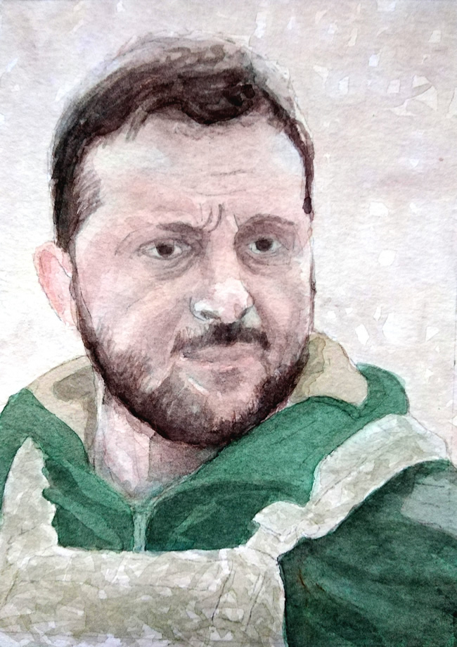 PRESIDENT ZELENSKY painted by DAVID APPLEYARD